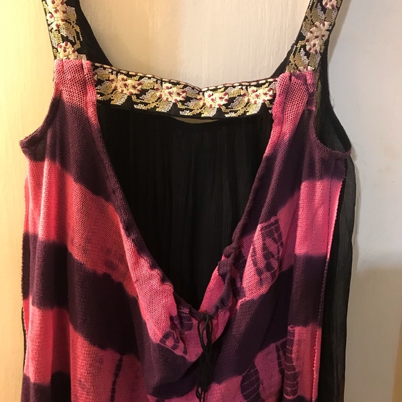 Cute! Free People sheer black/pink tunic tank XS - Picture 8 of 11